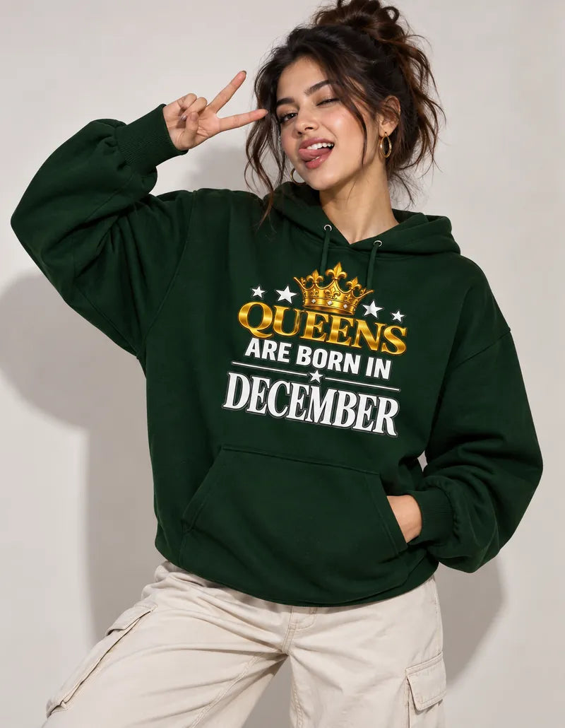 Queens are born in December Dark green hoodie
