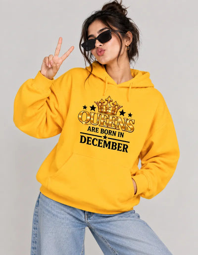 Queens are born in December Yellow hoodie