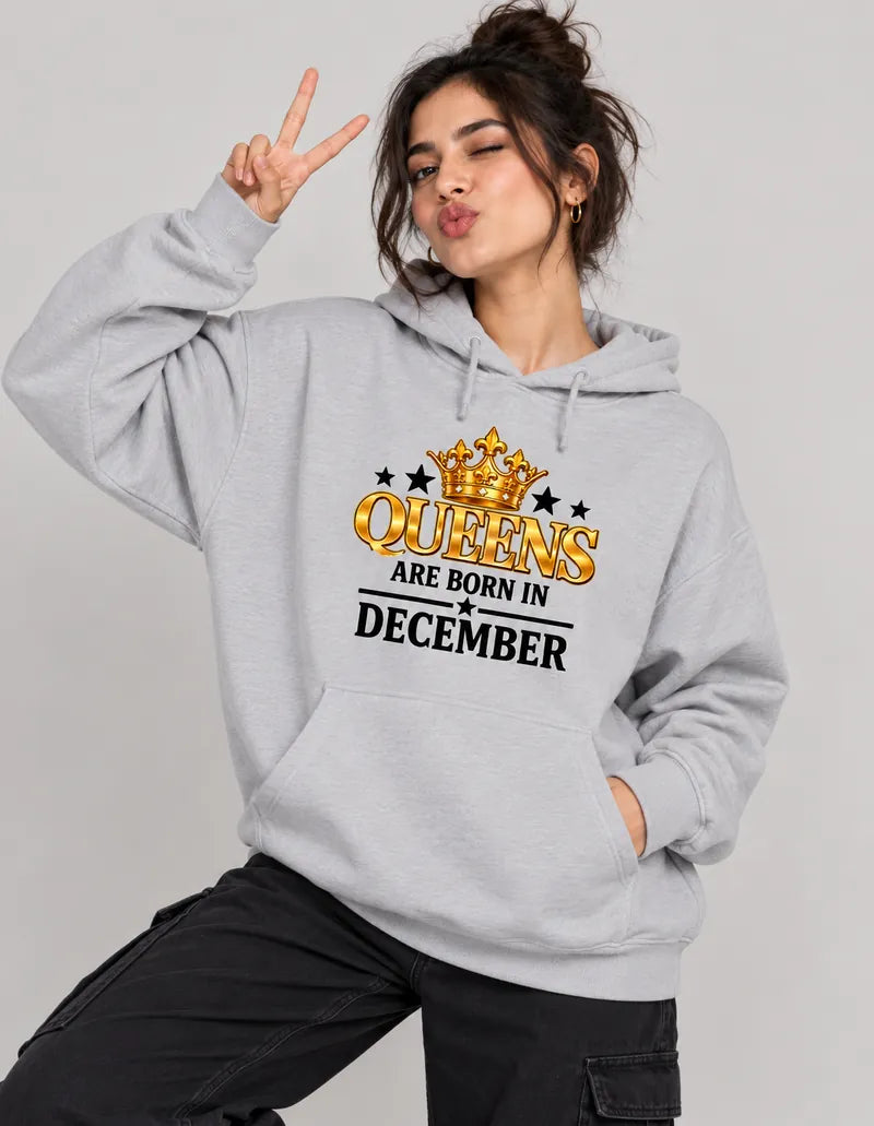 Queens are born in December grey hoodie