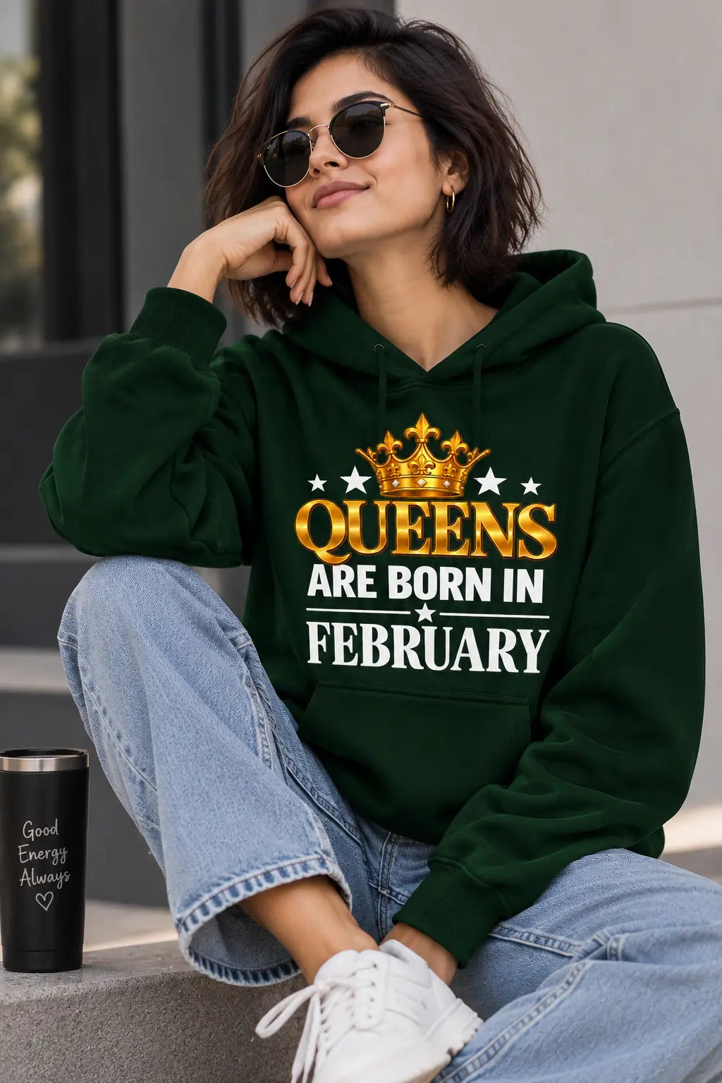 Queens are born in February Green hoodie
