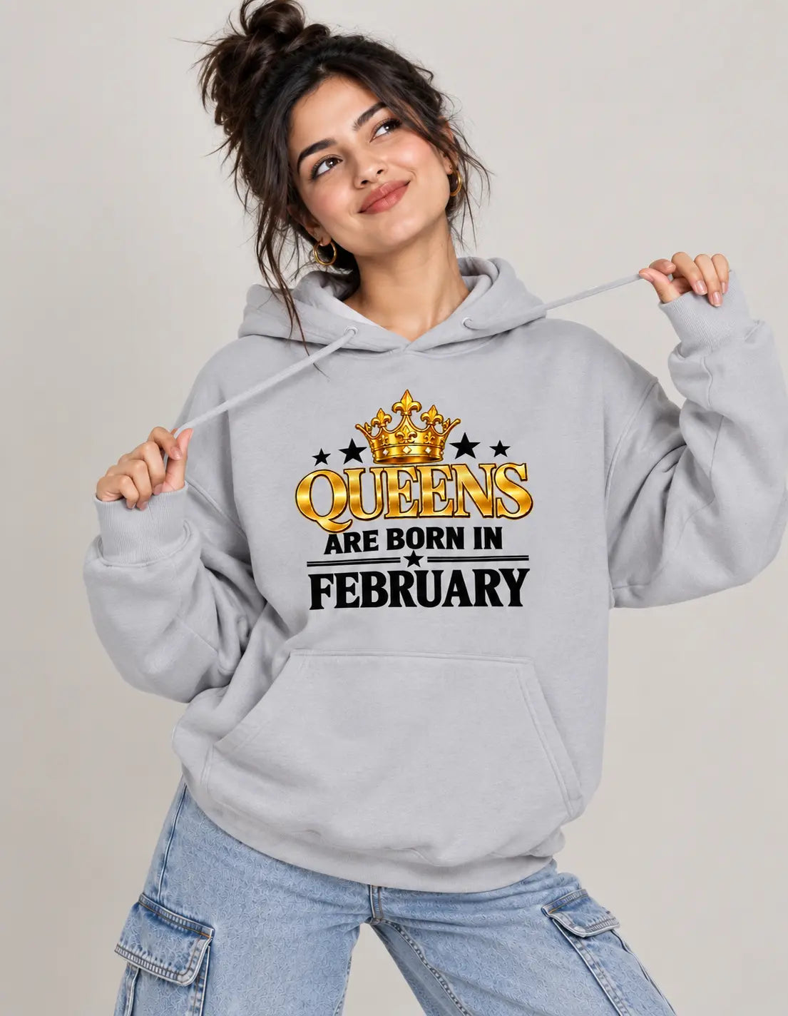 Queens are born in February Grey hoodie