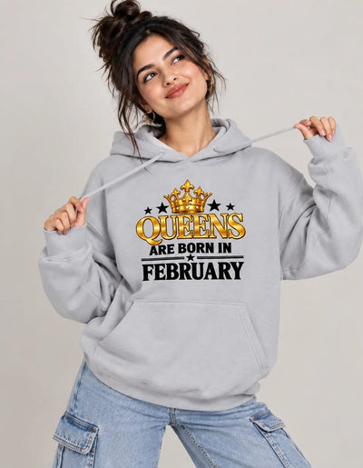 Queens are born in February Grey hoodie