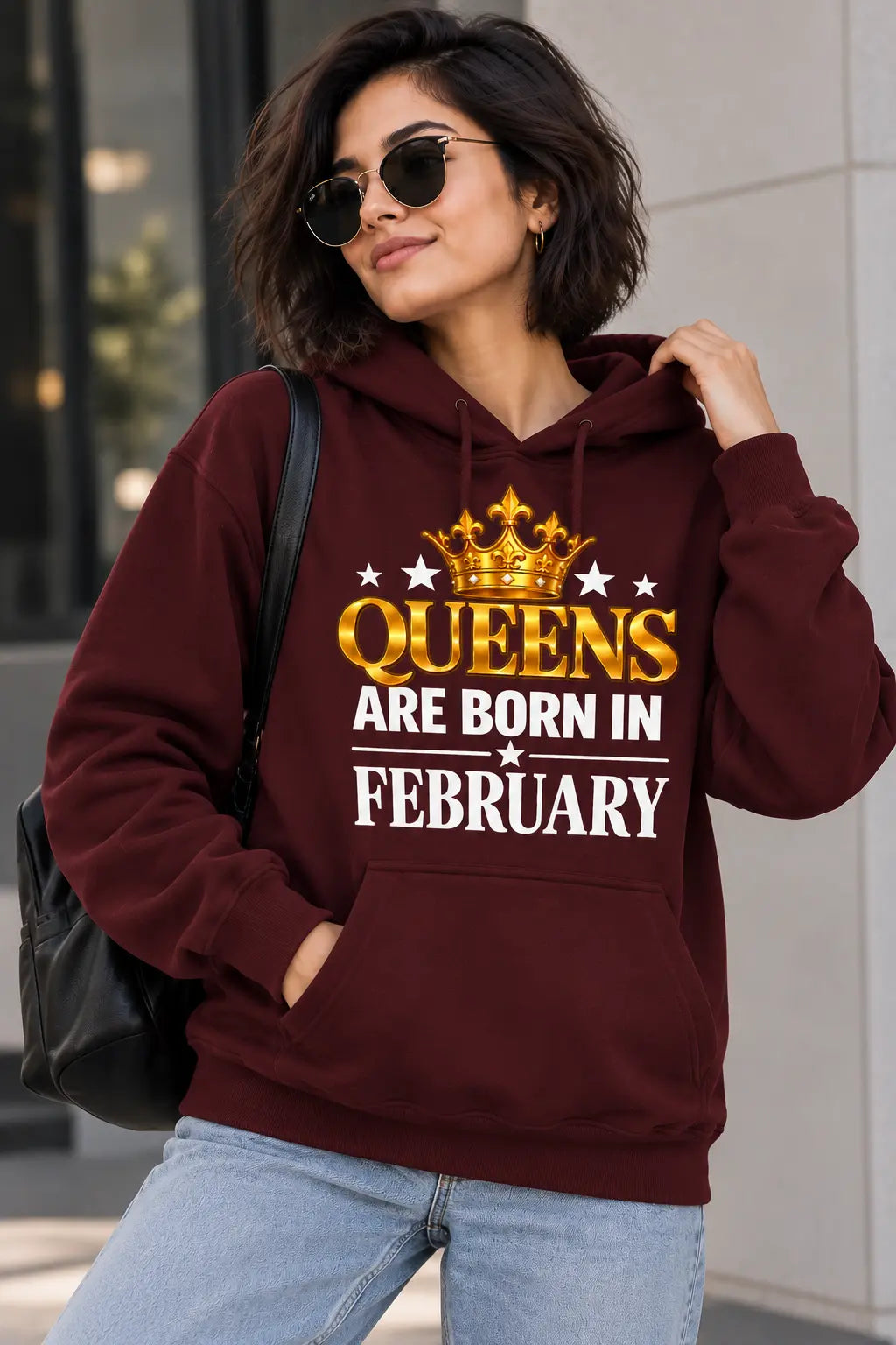 Queens are born in February Maroon  hoodie