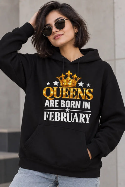 Queens are born in February black hoodie