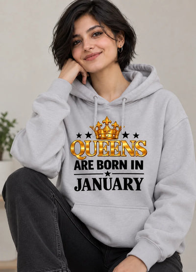 Queens are born in January Grey hoodie