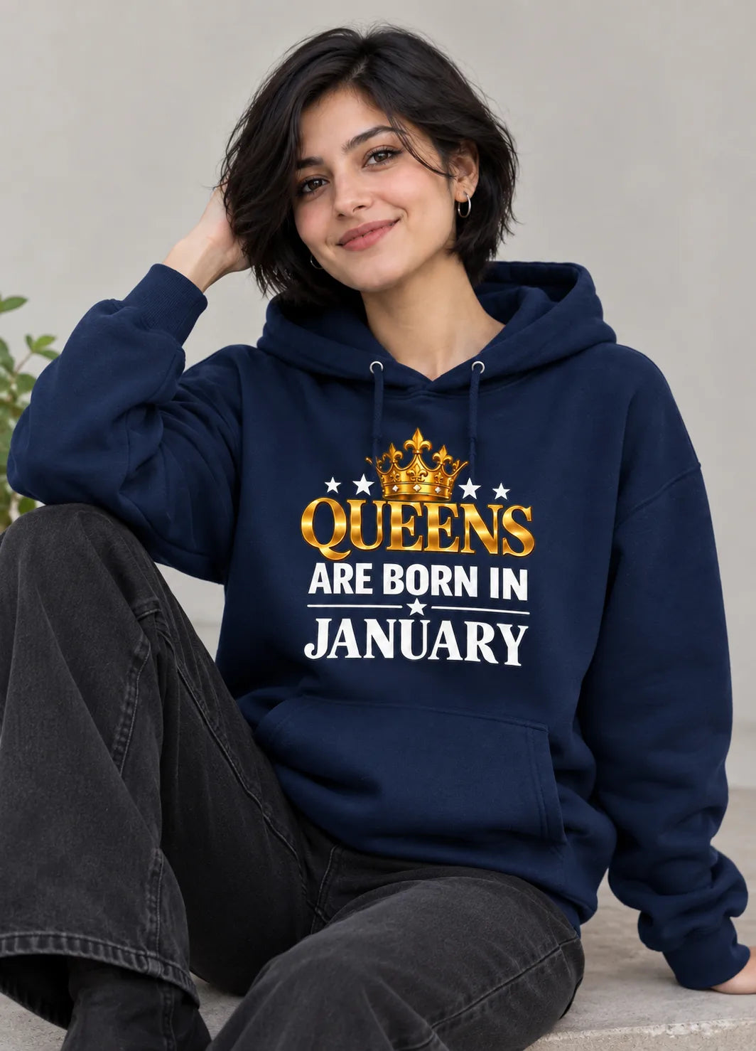Queens are born in January Navy blue hoodie