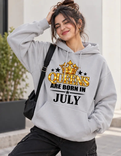 Queens are born in July Grey hoodie