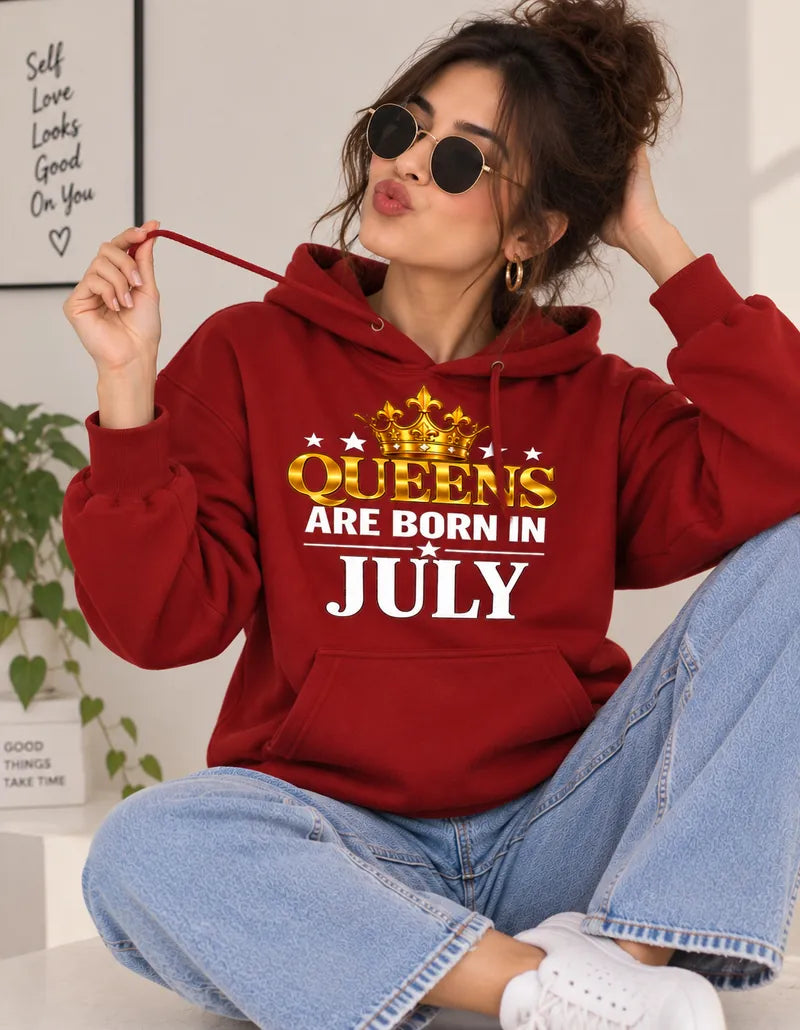 Queens are born in July Red hoodie