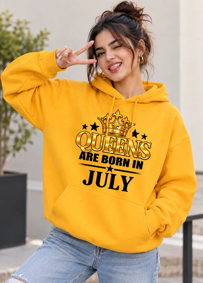 Queens are born in July Yellow hoodie