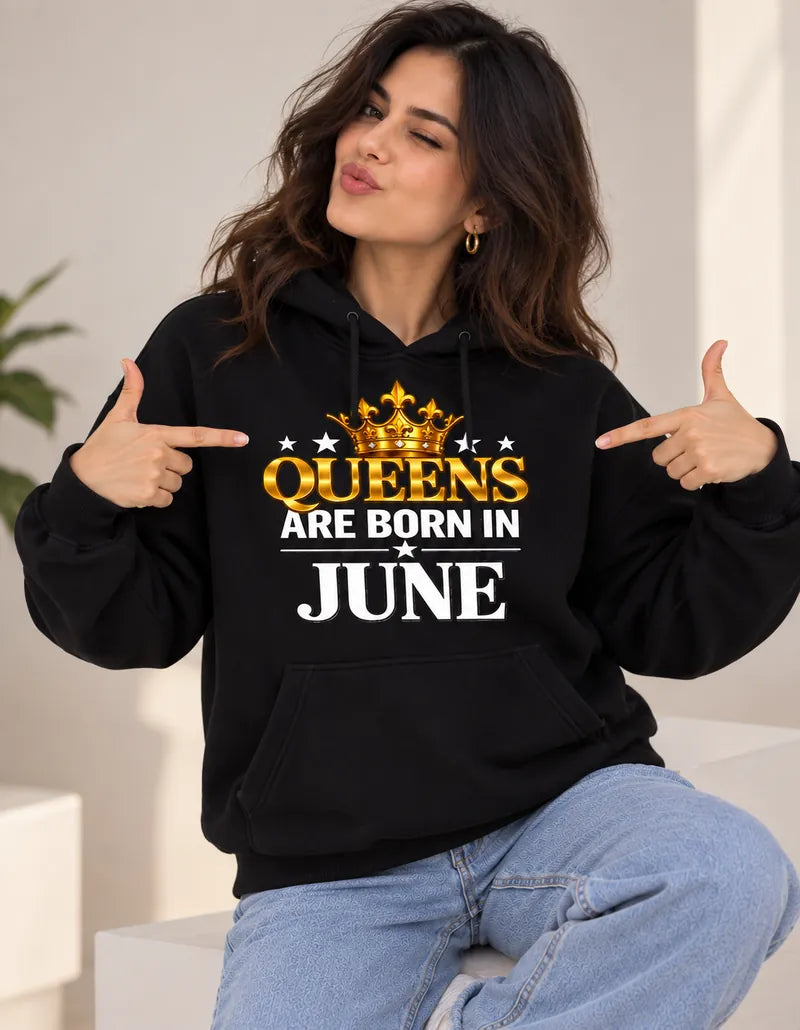 Queens are born in June Black hoodie
