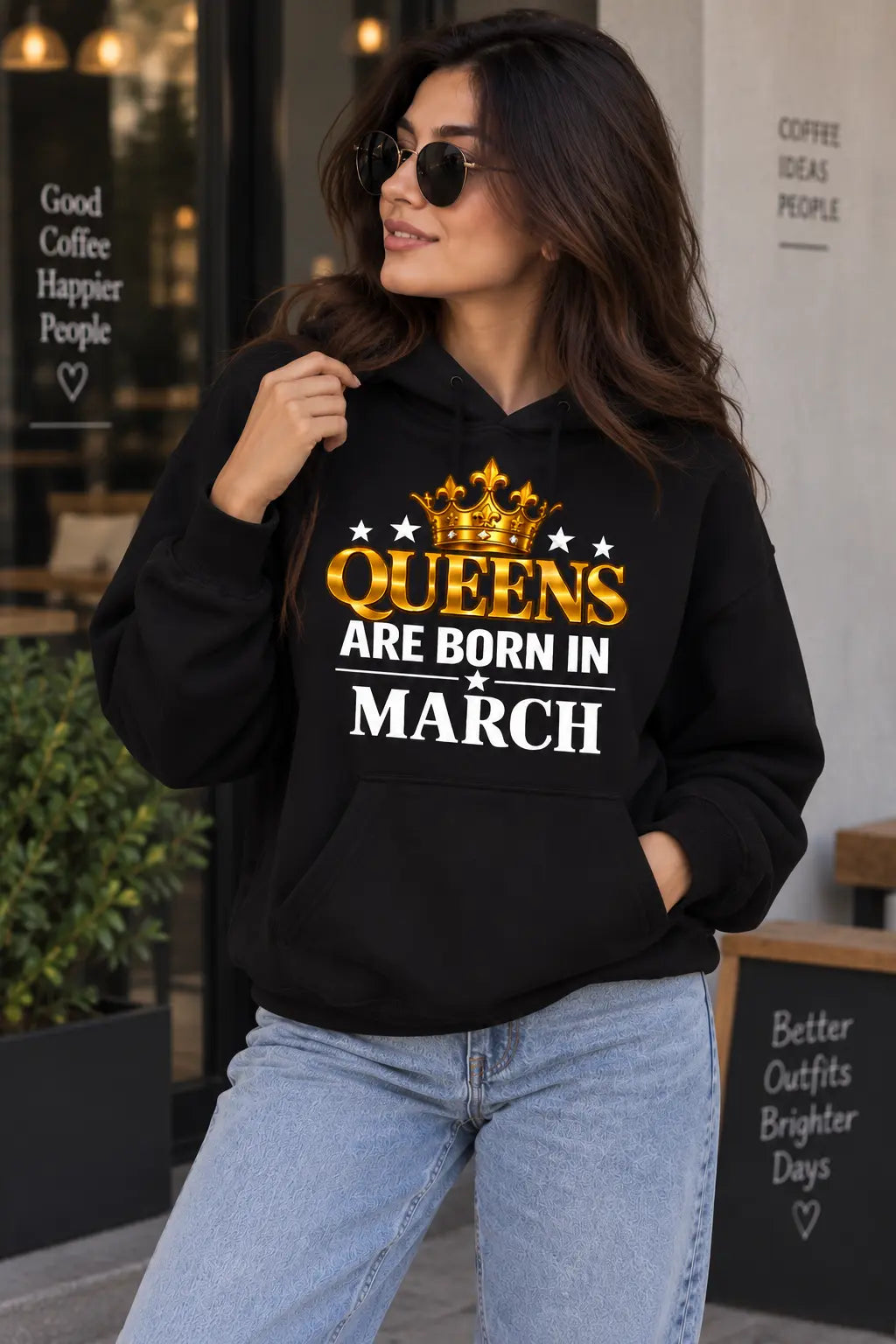 Queens are born in March Black hoodie