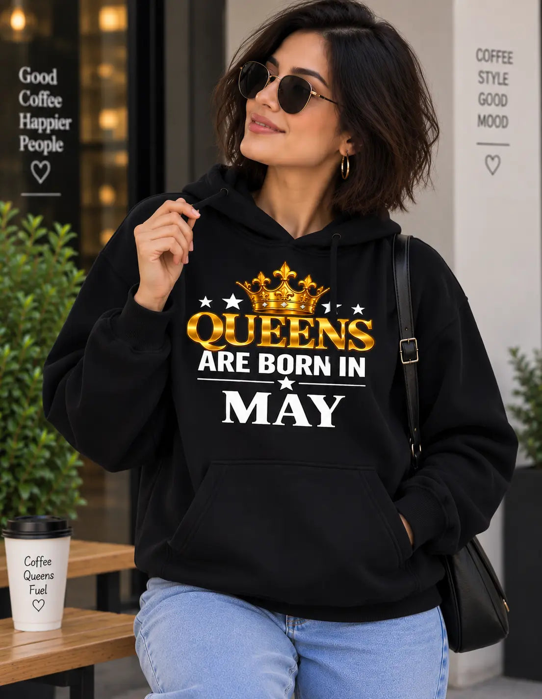 Queens are born in May Black hoodie