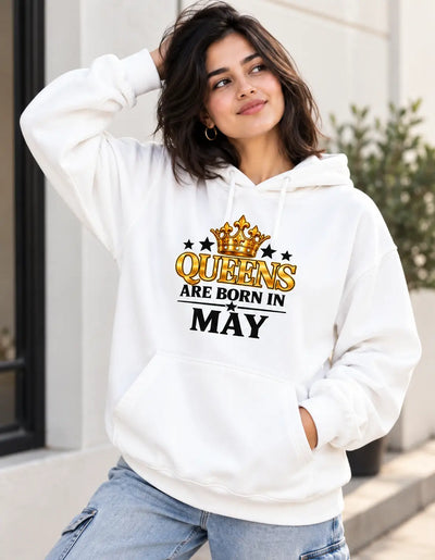 Queens are born in May White hoodie