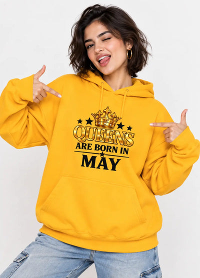 Queens are born in May Yellow hoodie
