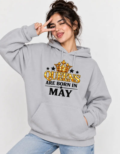 Queens are born in May grey hoodie