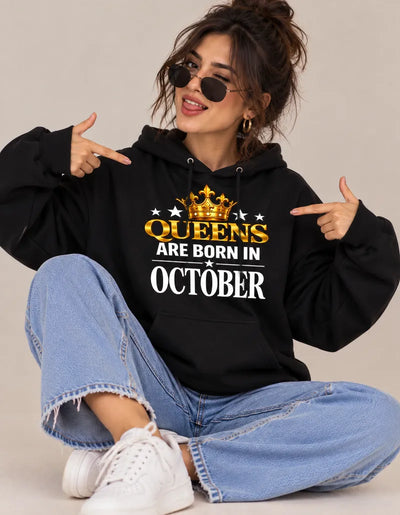 Queens are born in October Black hoodie
