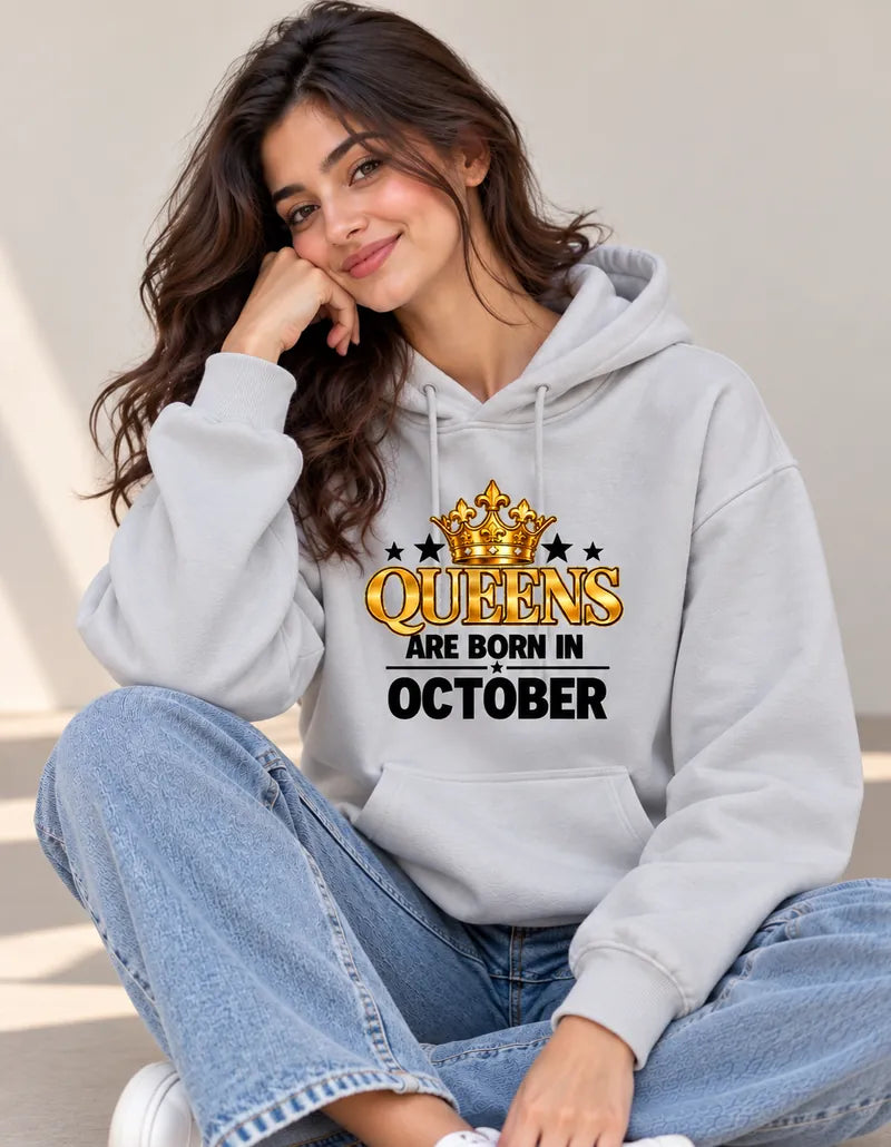 Queens are born in October Grey hoodie
