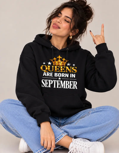 Queens are born in September Black hoodie