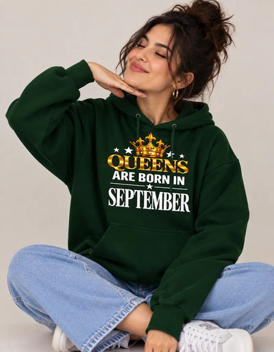 Queens are born in September Dark green hoodie