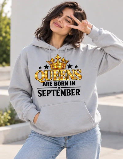 Queens are born in September Grey hoodie