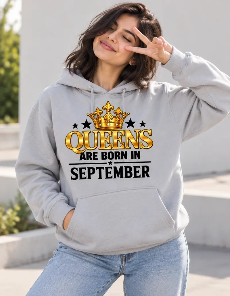 Queens are born in September Grey hoodie