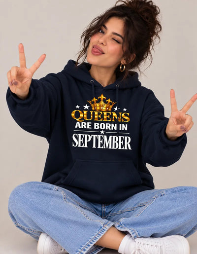 Queens are born in September Navy blue hoodie