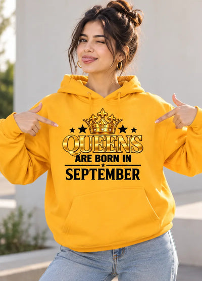 Queens are born in September Yellow hoodie