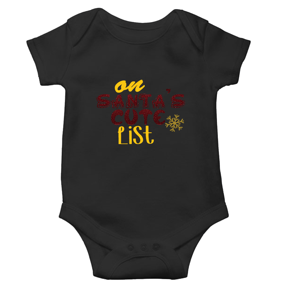 On Santas Cute List Christmas Rompers for Baby Girl- FunkyTeesClub