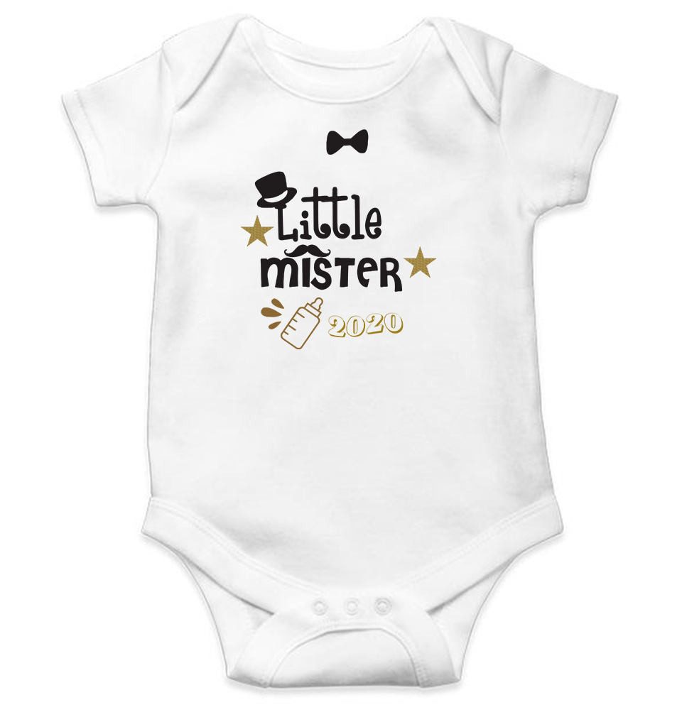Custom Date Little Mister New Year Rompers for Baby Boy- FunkyTeesClub