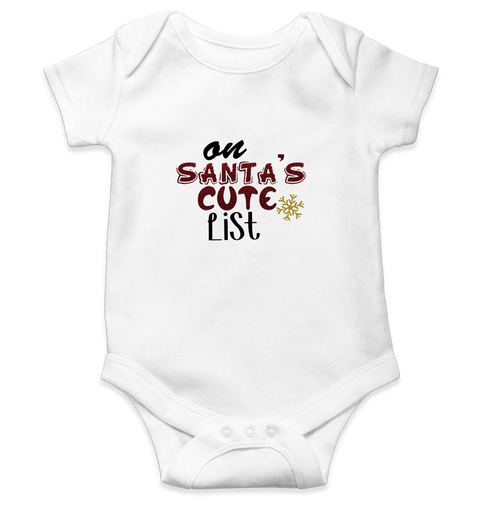 On Santas Cute List Christmas Rompers for Baby Girl- FunkyTeesClub