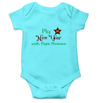 My First New Year With Papa Mumma Rompers for Baby Girl- FunkyTeesClub