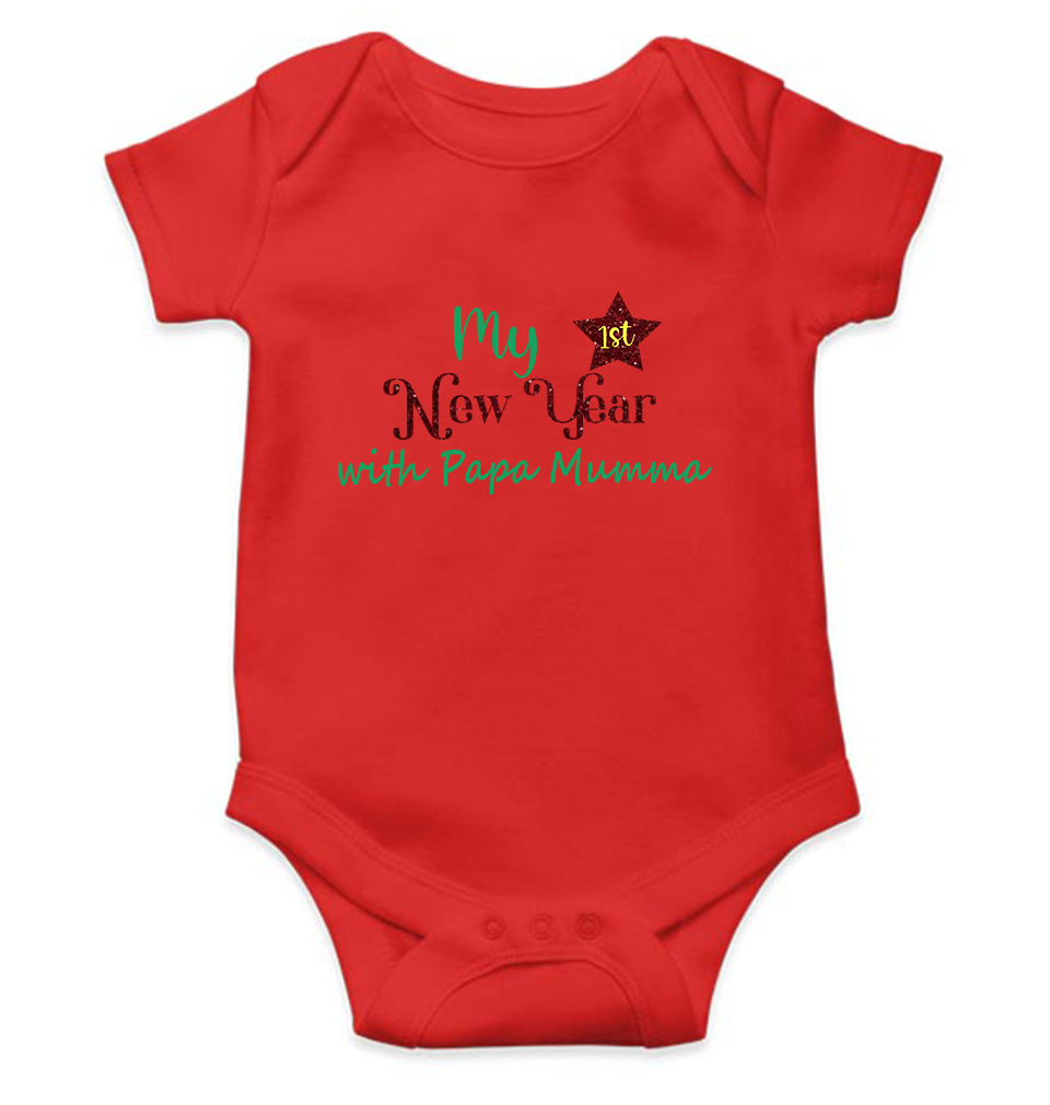 My First New Year With Papa Mumma Rompers for Baby Girl- FunkyTeesClub