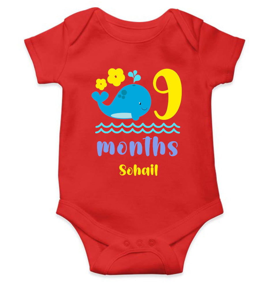 Custom Name Ninth Month Rompers for Baby Boy- FunkyTeesClub
