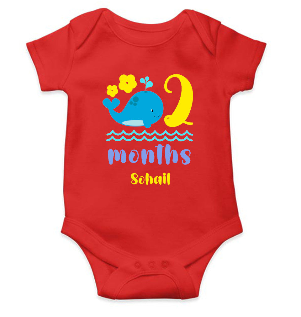 Custom Name Month Two Rompers for Baby Boy- FunkyTeesClub