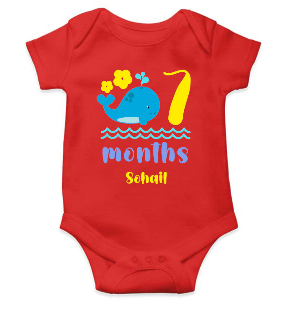 Custom Name Seventh Month Rompers for Baby Boy- FunkyTeesClub
