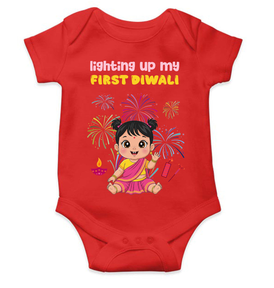 Lighting Up My First Diwali Rompers for Baby Girl- FunkyTeesClub