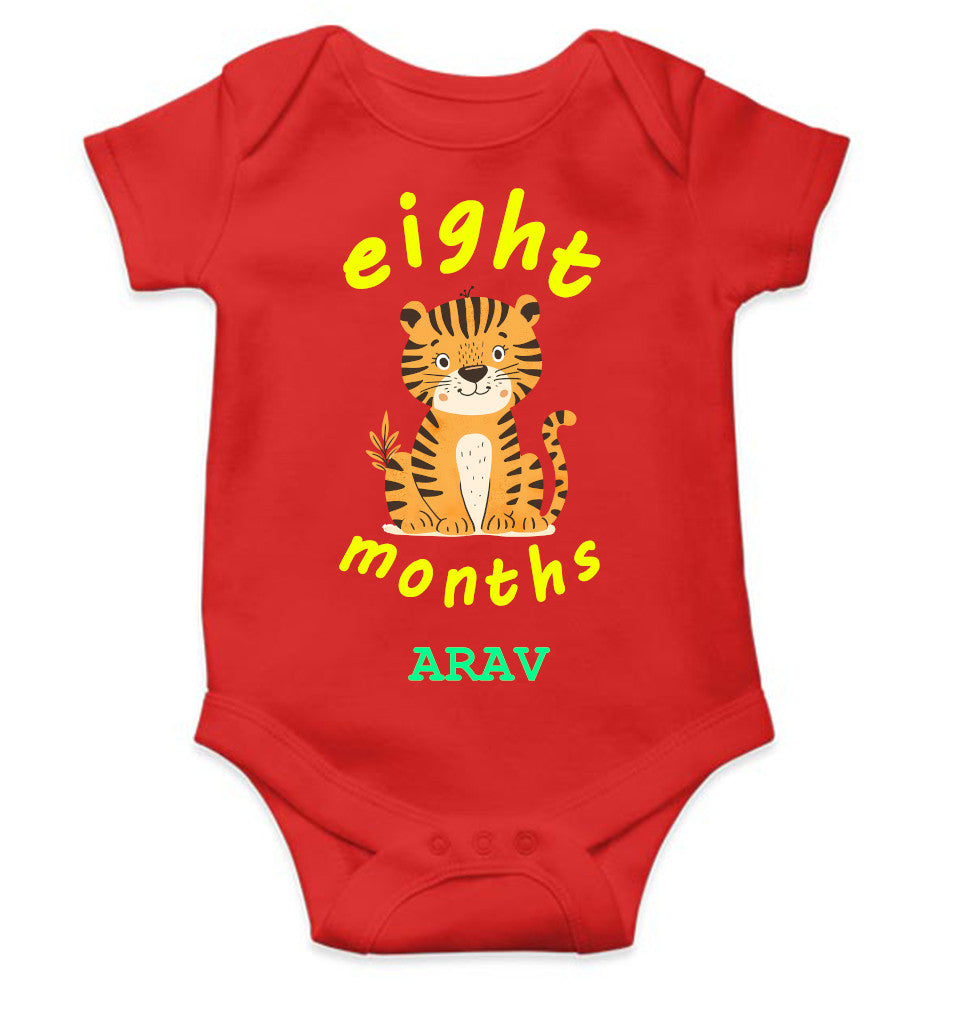 Custom Name Eight Month Rompers for Baby Boy- FunkyTeesClub