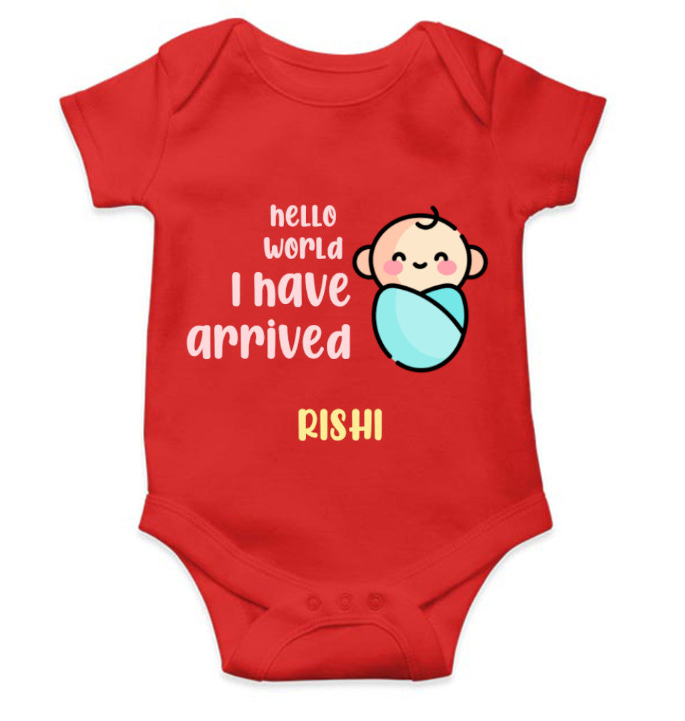 Custom Name Hello World I Have Arrived New Born Rompers for Baby Boy- FunkyTeesClub