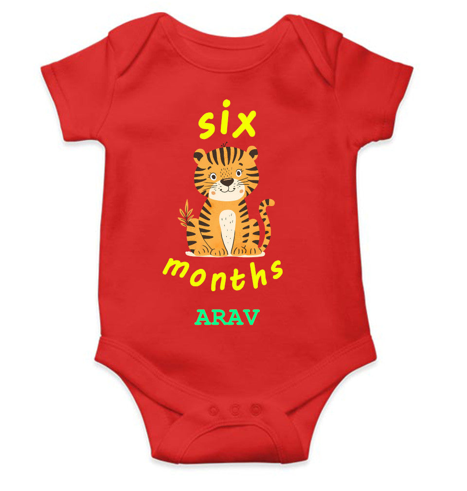 Custom Name Six Month Rompers for Baby Boy- FunkyTeesClub