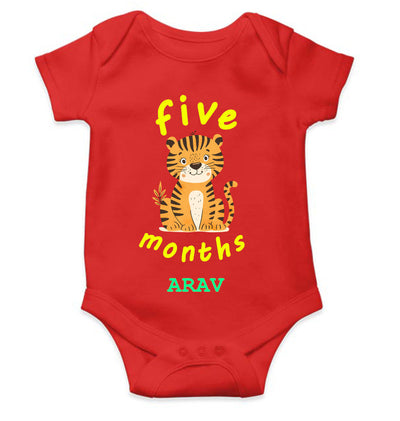 Custom Name Five Month Rompers for Baby Boy- FunkyTeesClub
