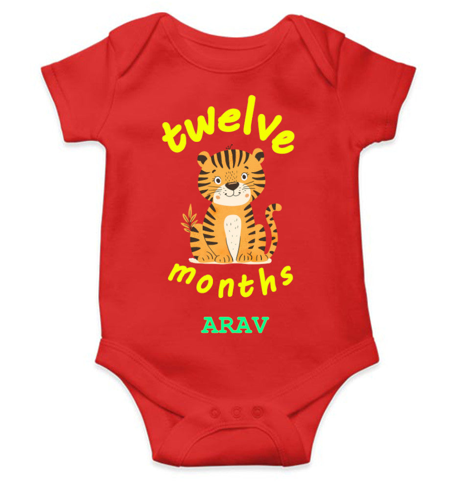 Custom Name Twelve Months Rompers for Baby Boy- FunkyTeesClub