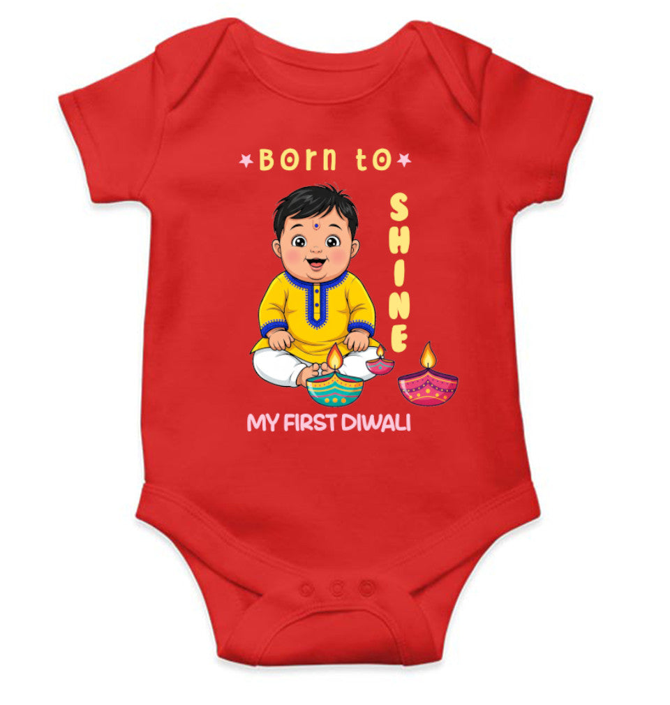 Born To Shine Diwali Rompers for Baby Boy- FunkyTeesClub