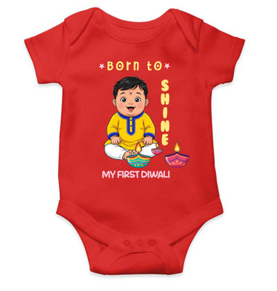 Born To Shine Diwali Rompers for Baby Boy- FunkyTeesClub