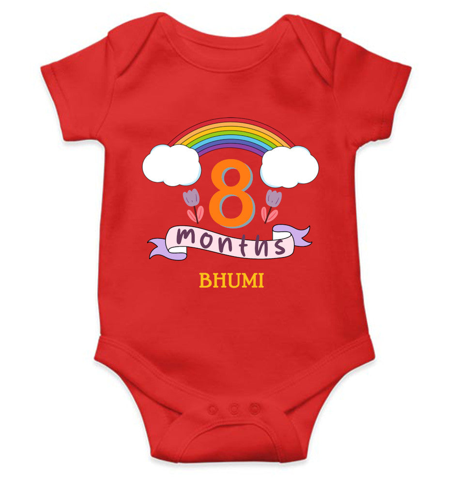 Custom Name Eighth Month Rompers for Baby Girl- FunkyTeesClub