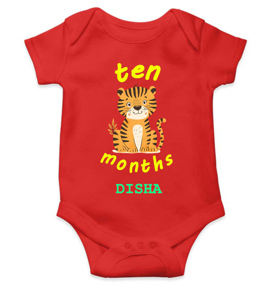 Custom Name Ten Month Rompers for Baby Girl- FunkyTeesClub