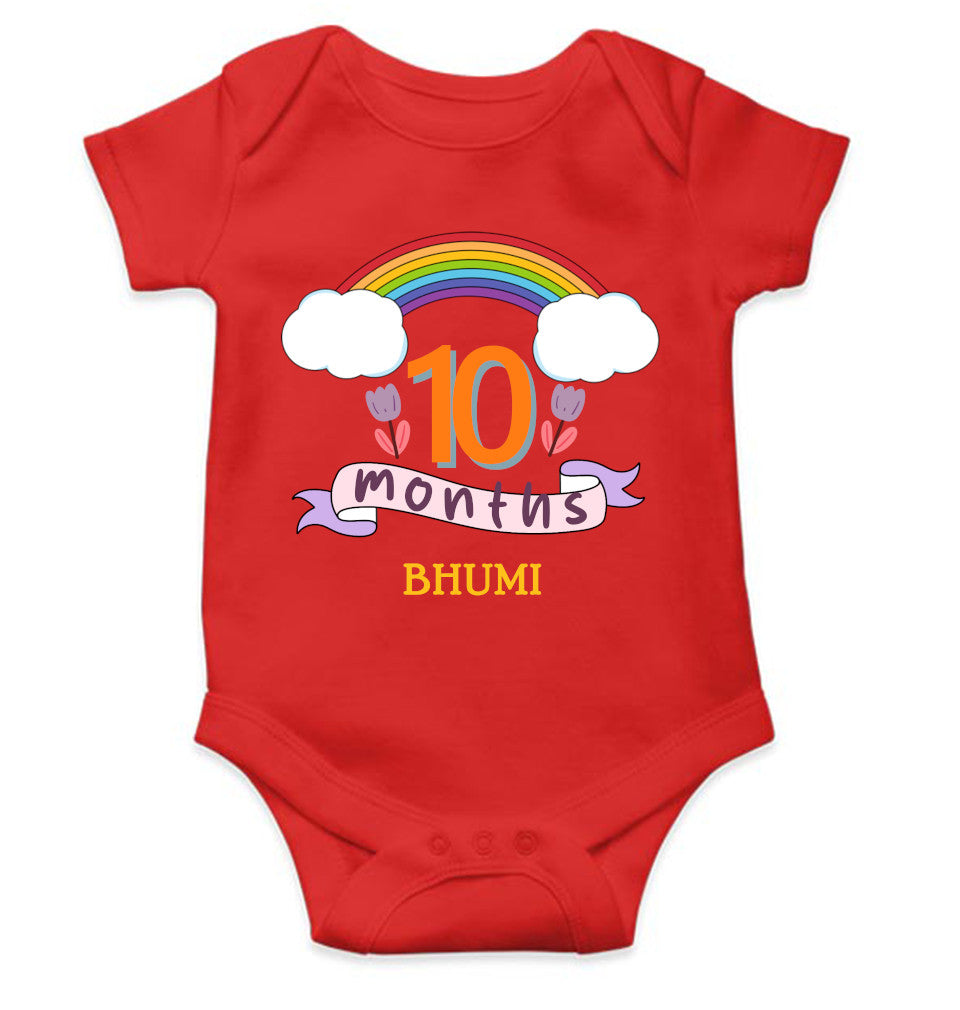 Custom Name Tenth Month Rompers for Baby Girl- FunkyTeesClub