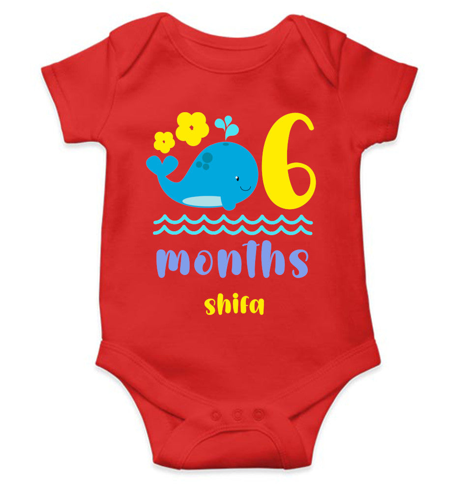 Custom Name Sixth Month Rompers for Baby Girl- FunkyTeesClub