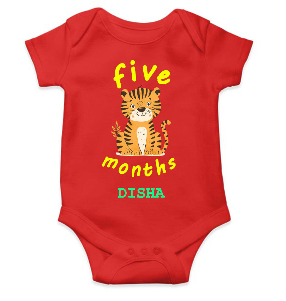 Custom Name Five Month Rompers for Baby Girl- FunkyTeesClub