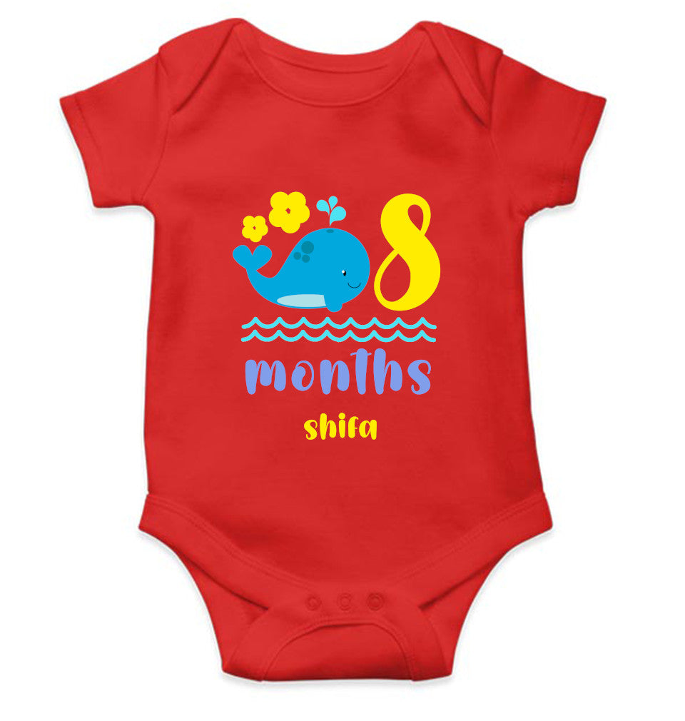 Custom Name Eighth Month Rompers for Baby Girl- FunkyTeesClub
