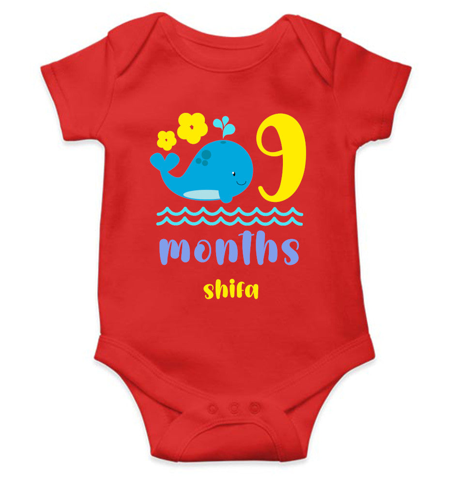 Custom Name Ninth Month Rompers for Baby Girl- FunkyTeesClub